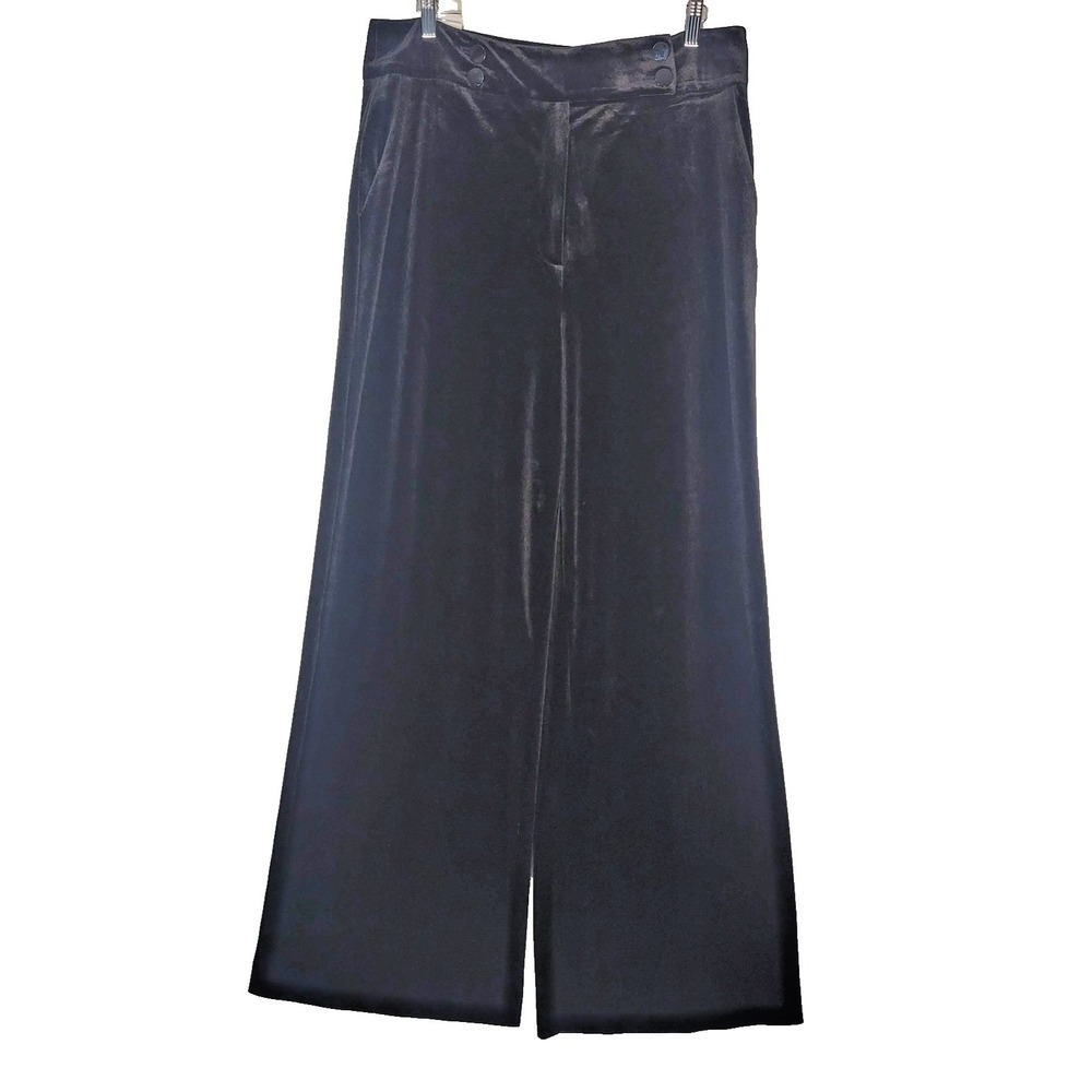 Calvin Klein Pants Womens 16 Black Velvet Whitney Pant Wide Leg High Rise Goth‎